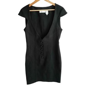 Byron Lars Textured Snakeskin Low Neck Button Front Cap Sleeve Dress Size 8